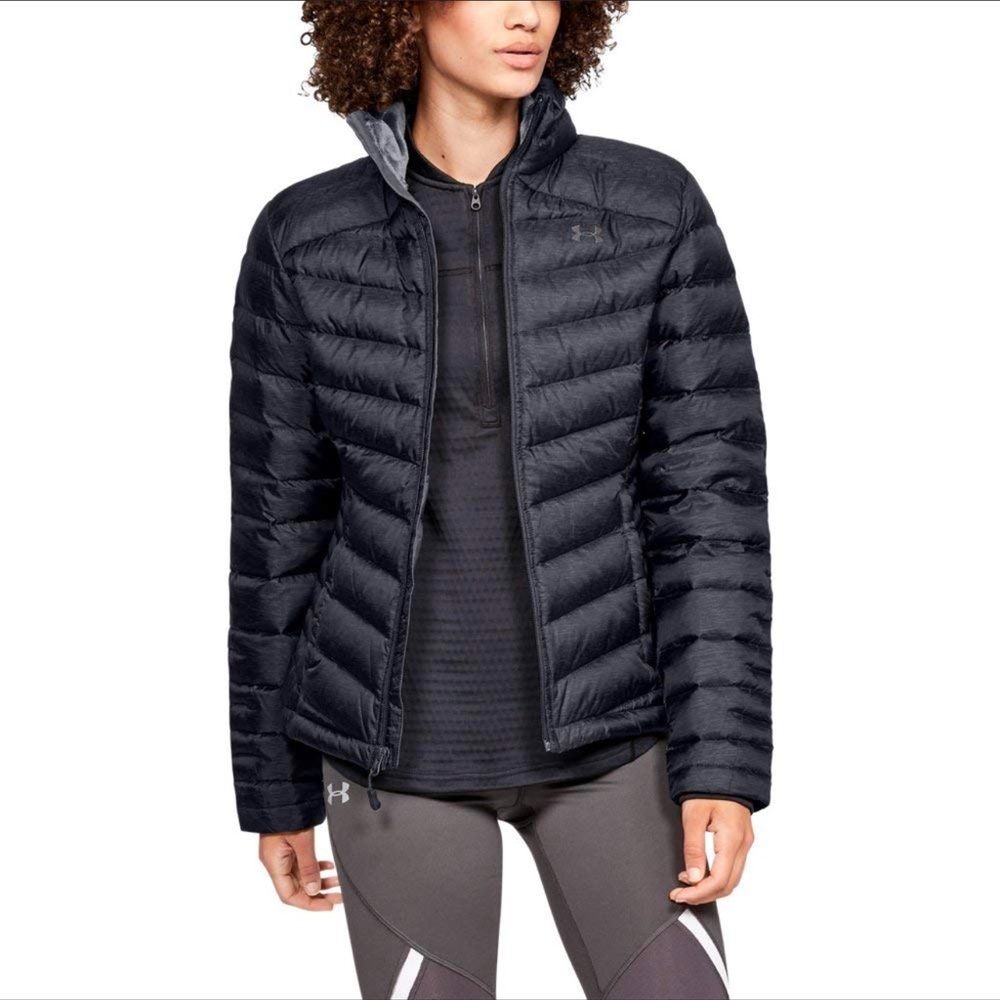 Under Armour Women’s Black Down Puffer Zip Up Jacket Size XS Athleisure